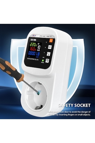 Ulzyvf Wifi Ty App Akıllı Soket 16a Lcd Ekranlı, Otomatik Sıfırlamalı, Aşırı Yük Ve Voltaj Koruma 140-300v