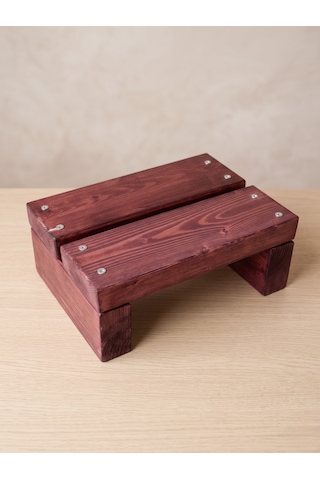 Nest Woodtr Doğal Ahşap Tek Katlı Basamak Tabure Yükseltici 30x25x15cm 1adet Koyu Maun