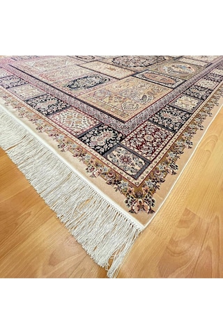 Yuvarlak Geometrik Desenli 150 X150 Cm İpek Halı Yeşil