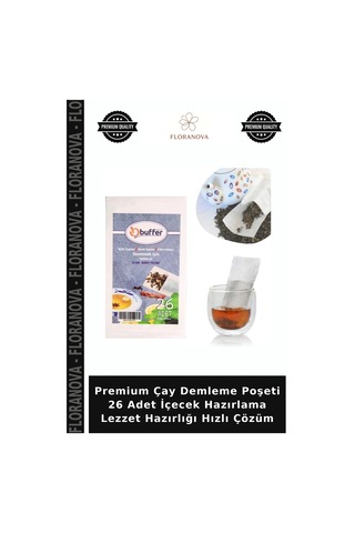 Premium Çay Demleme Poşeti 26 Adet İçecek Hazırlama Lezzet Hazırlığı Hızlı Çözüm Çok Renkli