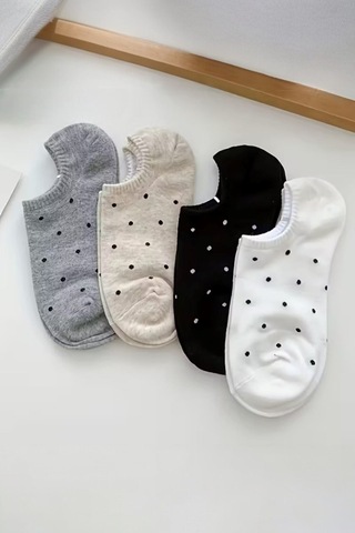 Hitit Socks Kadın 4 Çift Nokta Desenli Yüksek Pamuklu Görünme... Çok Renkli