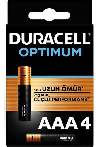 Duracell Optimum 1.5 Volt Alkalin Aaa 4 Lü İnce Kalem Pil Mx2400