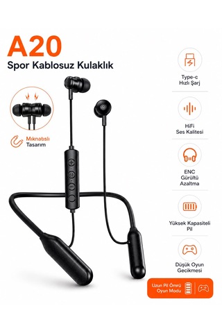 Atlt Atlantis Y20 Şarjlı Mıknatıslı 6.0 Bluetoothlu Spor Kablosuz Kulaklık