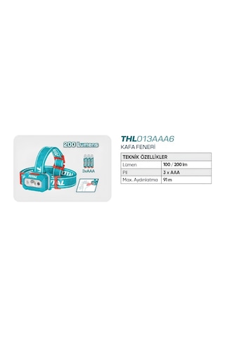 Total Kafa Lambası 200 Lümenthl013aaa6 Mavi