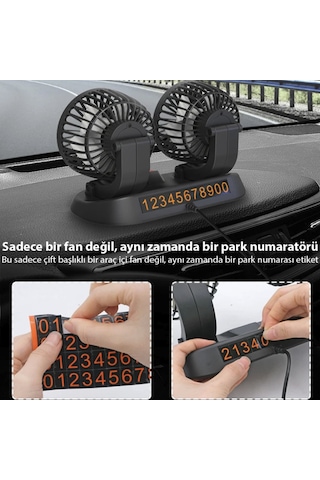 Çift Başlıklı Araba Ofis Ev İçin Vantilatör Fan 360 Derece Hareketli Serinletici Fan