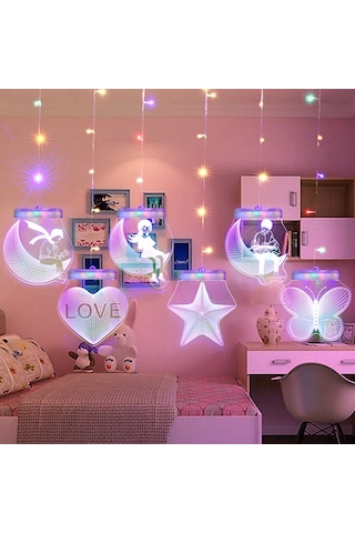 Sones 2m Romantik Kız Buz Sarkıtı Lambası Pencere Dekorasyonu Asılı Lamba, Stil: Renkli Işık Diğer