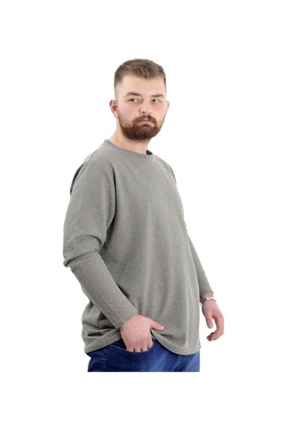 Mode Xl Büyük Beden Erkek Sweatshirt Bisiklet Yaka Uzun Kol Waffle 23460 Haki Haki