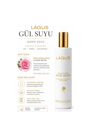 Lágus Rosa Damascena Katkısız Gül Suyu Cam Şişe 100 ML