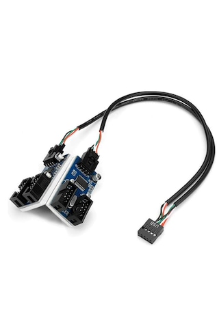6091 Anakart İç Usb Hub 9 Pin Header 1x4 Çoğaltıcı Port Genişletici Panel Rgb Dişi