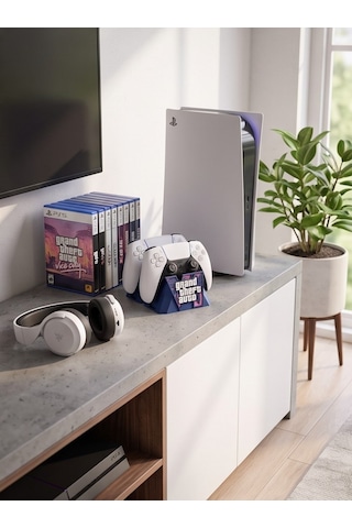 Omni Gta 6 Temalı Ikili Ps5 Kol Standı - Özel Tasarım Gta 6 Kontrolcü Standı, Playstation 5 Oyuncu Aksesuarı Konsol Standı Ve Tutucu Lacivert