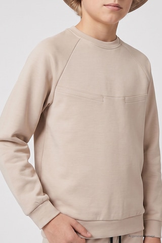 TOMMYLIFE Bej Standart Fit Basic Dikiş Detaylı Erkek Çocuk Eşofman Takım - 11325