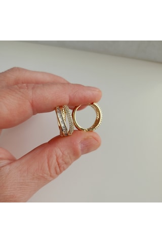 Lente Aksesuar Xuping Gold Baget Ve Mikro Zirkon Taşlı Lüks Halka Küpe Altın