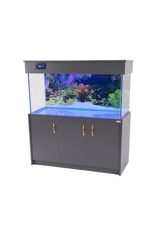 Kanki Pet 150x50x60 Cm 450 Lt Antrasit Gri Mdf Mobilyalı Dijital Göstergeli Akvaryum