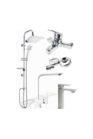 4lü Tüm Ev Batarya Seti Banyo - Mutfak -lavabo Bataryası Ve Duş Sistemi Diğer