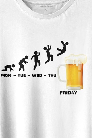 Beer Week Friday Weekend Bira Alkol Hafta Sonu Tatili Baskılı Tişört Unisex T-shirt 001