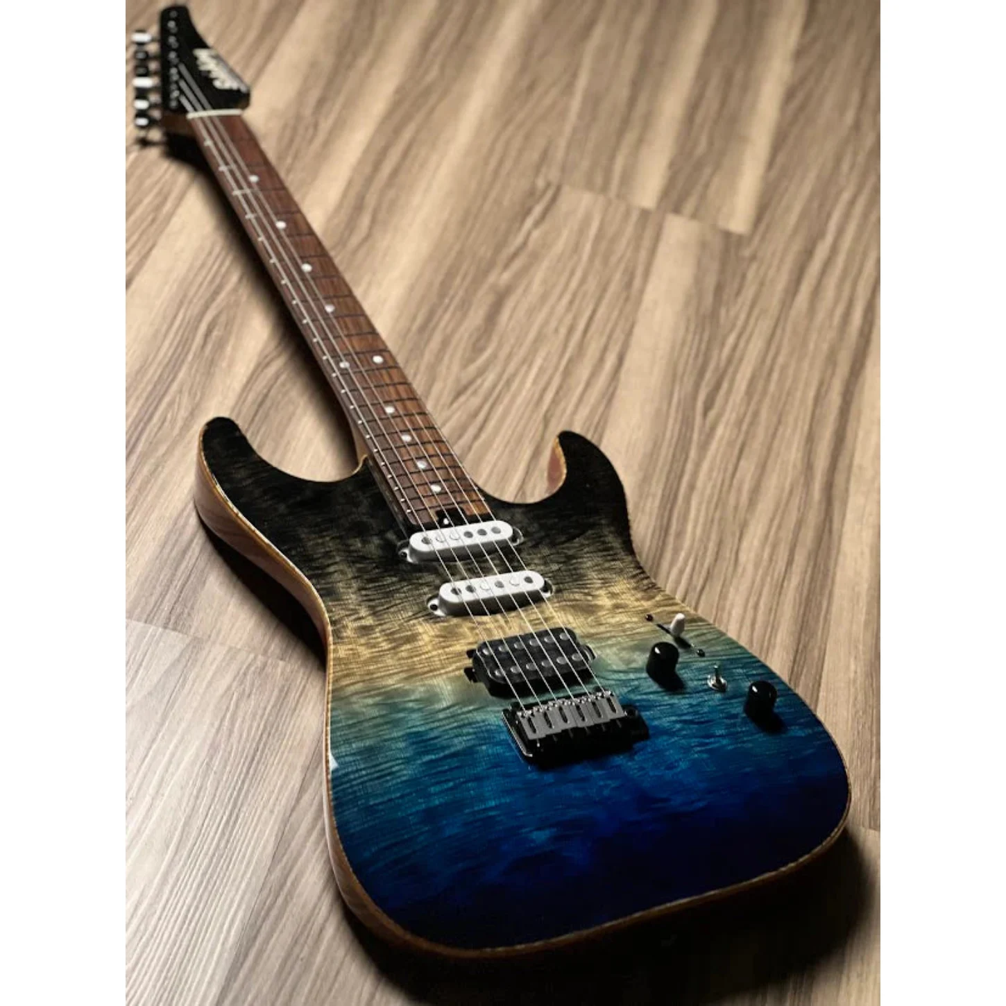 Soloking Ms-1 Custom 22 Hss With Ebony Fb İn Ocean Storm Double Wipeout Jescar W/gigbag
