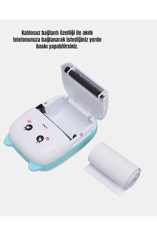 Kablosuz Mini Cep Yazıcısı Bluetooth Destekli 1200mah Bataryalı Beyaz