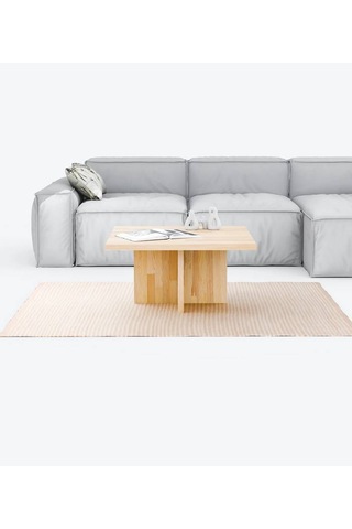 Ela Wood Working Masif Ağaç Kare Orta Sehpa 80 X 80 X 40 Naturel