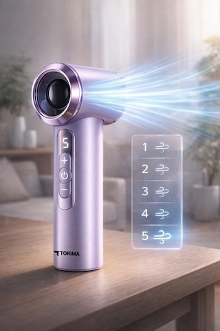 Şarjlı El Vantilatörü Dijital Göstergeli 5 Kademeli Turbo Mini Fan F45