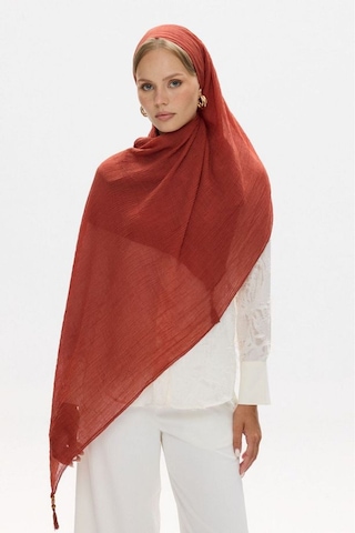 Fenza Scarf Freya Müslin Püsküllü Bürümcük Pamuklu Şal Koyu Oranj