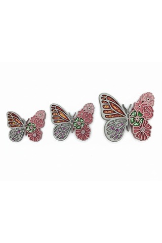 3'lü Dekoratif Gümüş Pembe Duvar Süsü Seti 14cm.12.30cmx11cm.9.30cmx10cm.8cn