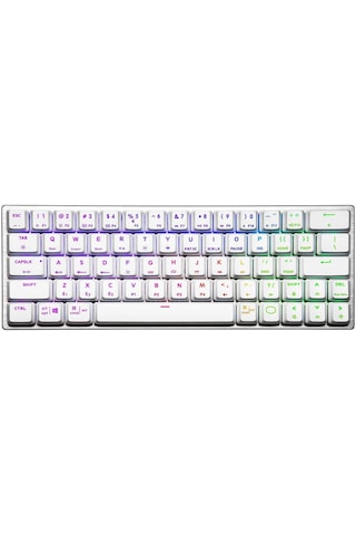 Cooler Master Bluetooth 4.0 Sk622 Kablosuz% 60 Şerit Beyaz Mekanik Klavye, Düşük Profilli Kırmızı Anahtarlar, Yeni Ve Geliştirilmiş Tuş Kapakları Ve Fırçalanmış Alüminyum Tasarım