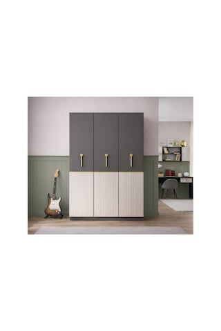Rudu Milas 3 Kapaklı 120x45x190 Cm Giyisi, Eşya Dolap/gardırop Antrasit-dor Antrasit - Dor