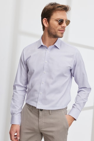 AC&Co / Altınyıldız Classics Erkek Lıla Comfort Fit Rahat Kesim Klasik Yaka %100 Armürlü Gömlek Lila