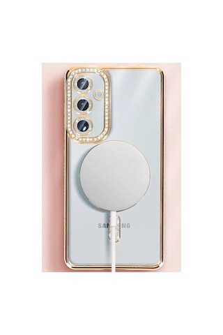 Samsung Uyumlu Galaxy S25 Kılıf Joke Simli Magneticsafe Kılıf - Gümüş