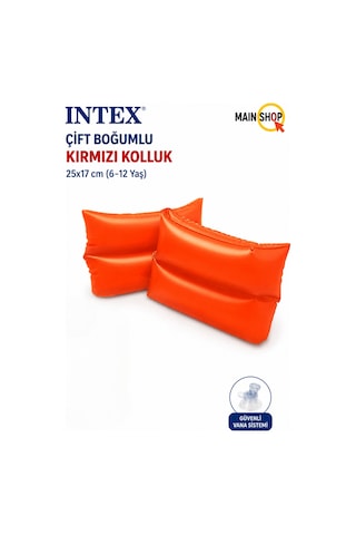 Mainshop Intex Çift Boğumlu Kırmızı Çocuk Deniz Kolluğu Havuz Kolluk Seti 25x17 Cm 6-12 Yaş M-59642