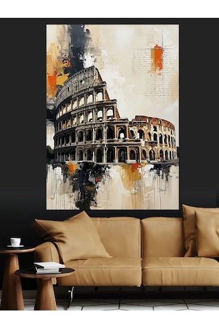 Ahşap Tablo Roma Kolezyum Tarihi Manzarası