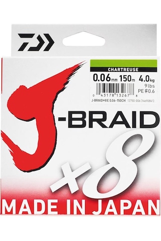Daiwa Jbraid 8b Chartreuse 150m 0.10 Mm İp Misina