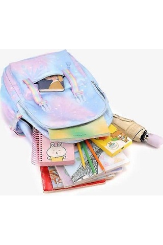 Stitch Kız Çocuk Okul Çantası Büyük Kapasiteli Stitch Sırt Çantası Günlük Pembe, Çok Renkli A Diğer