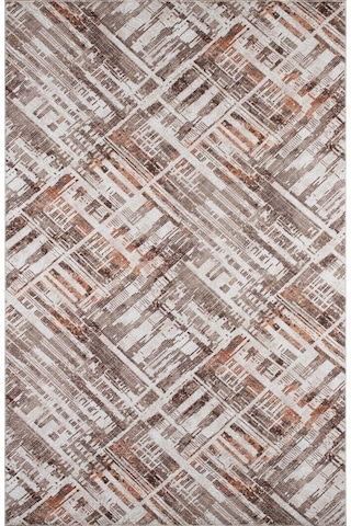Raschel Carpet Kahve Emboss Desenli Kalın Yumuşak Kaymaz Özel Taban Halı Yolluk Kahverengi