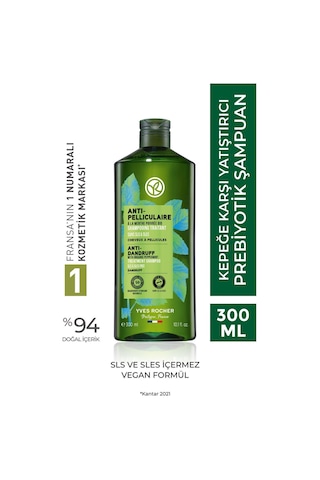 Yves Rocher Kepeğe Karşı Pelliculaire Yatıştırıcı Prebiyotik Tuzsuz & Vegan Şampuan 300 ML