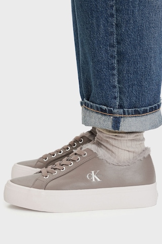 Calvin Klein Logolu İçi Kürklü Deri Sneaker Ayakkabı Hw0hw03235pbo Kadın Ayakkabı Hw0hw03235 Pbo Vizon