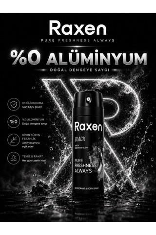 Erkek Deodorant Spreyi - Black Serisi - 150ml - Etkili Ter Kokusu Önleyici - Alüminyumsuz Ve Leke Bırakmayan Formül - Gün Boyu Ferahlık Veren Erkek Vücut Spreyi 2 Paketi