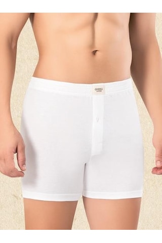 6 Adet Omera Organik Kumaş Erkek Düğmeli Boxer 2012 Beyaz