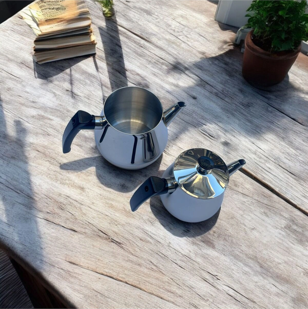 Bambum Harmony Orta Boy Çelik Çaydanlık Takımı Siyah Siyah