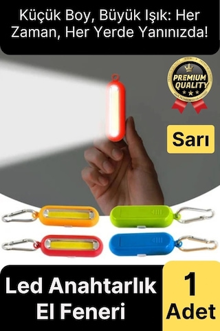 Premium Taşınabilir Kamp Okul Güçlü Işık Aydınlatma 3 Modlu Pilli Sarı Mini Led Anahtarlık El Feneri Beyaz