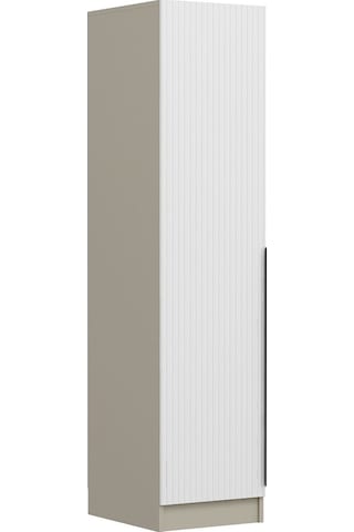 Minar Kale 1 Kapaklı Dolap Çizgili Mebran 190cm - Kumtaşı/beyaz - Raflı Çok Renkli