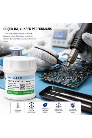 Cvp520 No-clean Kurşunsuz 138 C Düşük Isı Krem Lehim 52 Gram