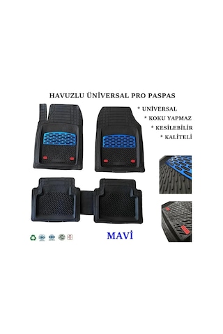 Ford Kuga 2023 Uyumlu 4 Cm Derin Havuzlu 5 Parça Set 3d Paspas Takımı Siyah - Mavi