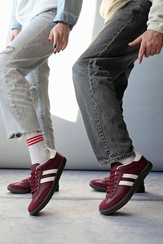 Muggo Gordon Unisex Ortopedik Günlük Garantili Bağcıklı Yürüyüş Koşu Sneaker Spor Ayakkabı Bordo