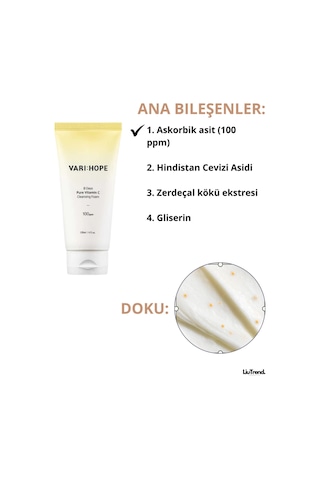 Varı Hope Varı:hope 8 Days Pure Vitamin C Cleansing Foam 120 Ml C Vitamini İçeren Temizleme Köpüğü