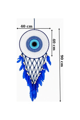 Nazar Motifli Düş Kapanı Rüya Kapanı Dream Catcher Mavi Tüylü Bohem Duvar Süsü Bohem El Yapımı Düş Kapanı