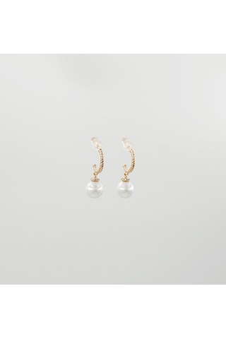 18k Rose Gold Plated Pearly Rope Hoop Küpe 92975031 18k Rose Gold Plated Pearly Rope Hoop Küpe 92975031