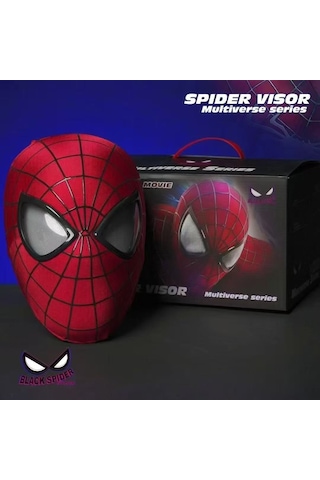 Spider-man Elektrikli Otomatik Göz Kırpan Maske Mk005 Uzaktan Kumandalı Model Işık Usb Şarjlı Kırmızı Kırmızı