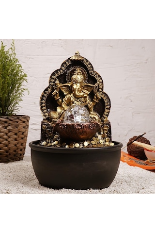 Zen Eskitme Gold Ganesh Temalı Su Şelalesi