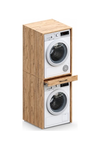 Aqua Bagno Urban Smartbox Çamaşır Ve Kurutma Makinesi Dolabı - Çekmeceli, Atlantik Çam -2 Parça Set Abs.50.01.04.01